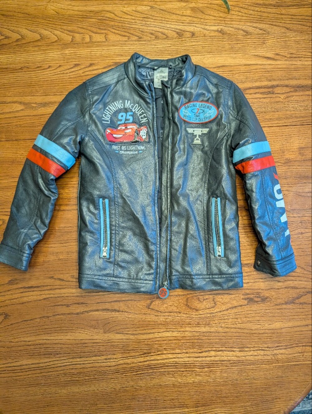 Disney Cars Lightning McQueen Moto Bomber Jacket Kids Size 7/8 Fair